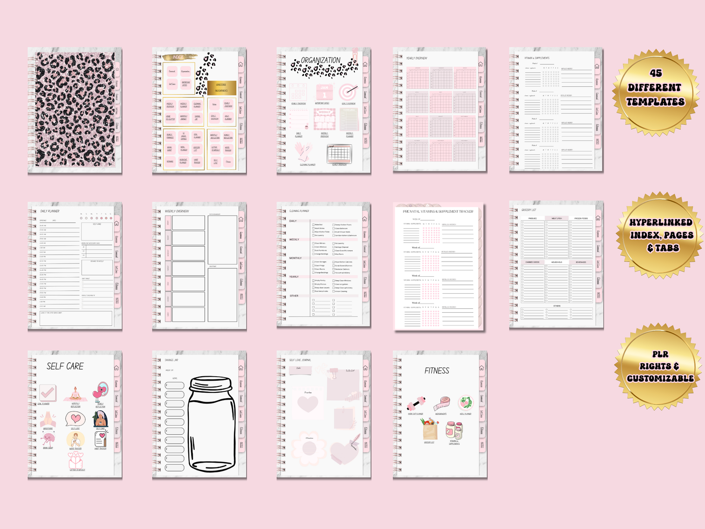 PLR Pink Leopard ADHD Digital Planner