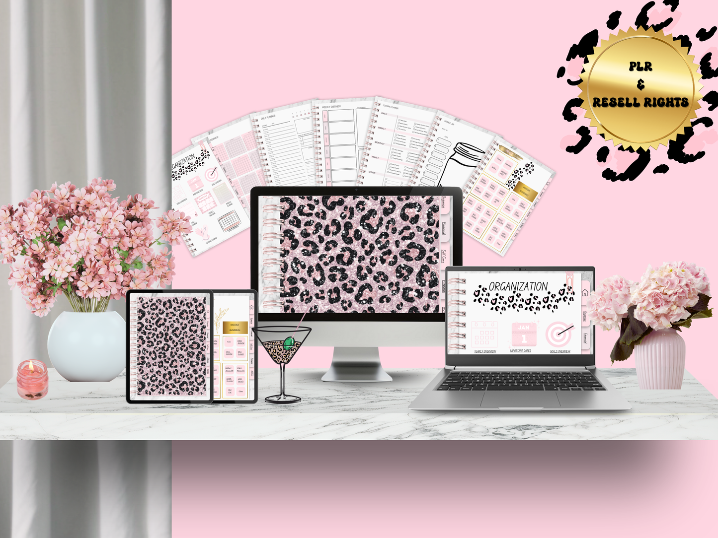 PLR Pink Leopard ADHD Digital Planner