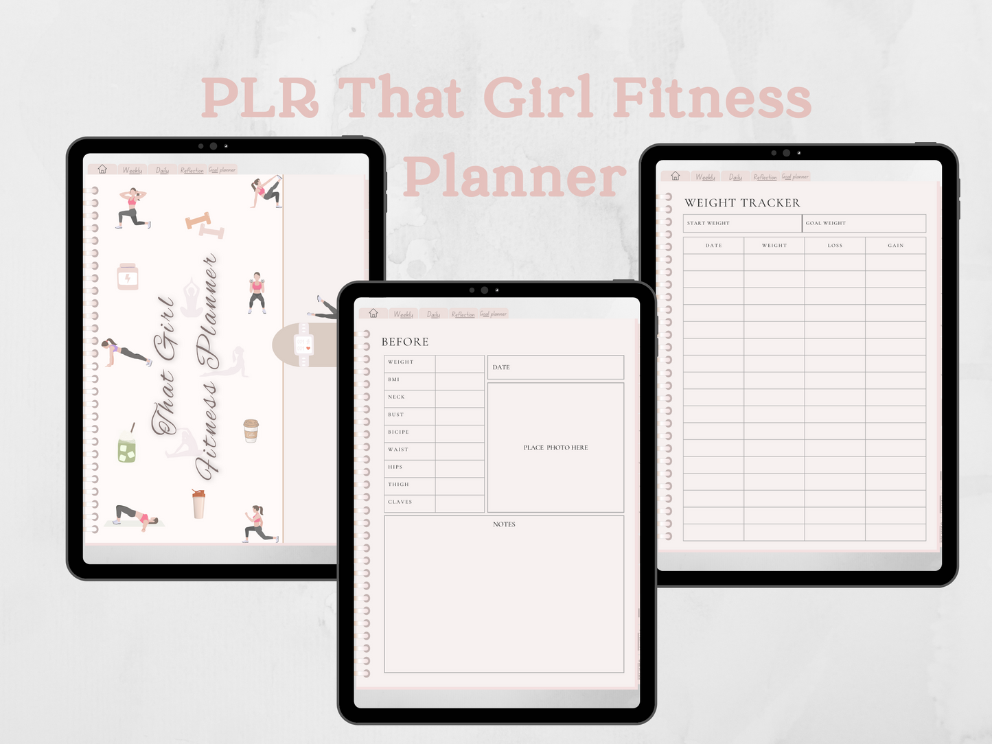 Editable PLR Fitness Girl Planner