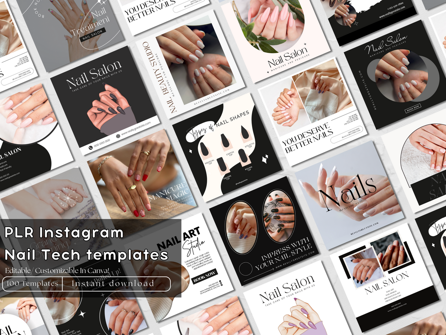 Dark Aesthetic Nail Tech Instagram Templates