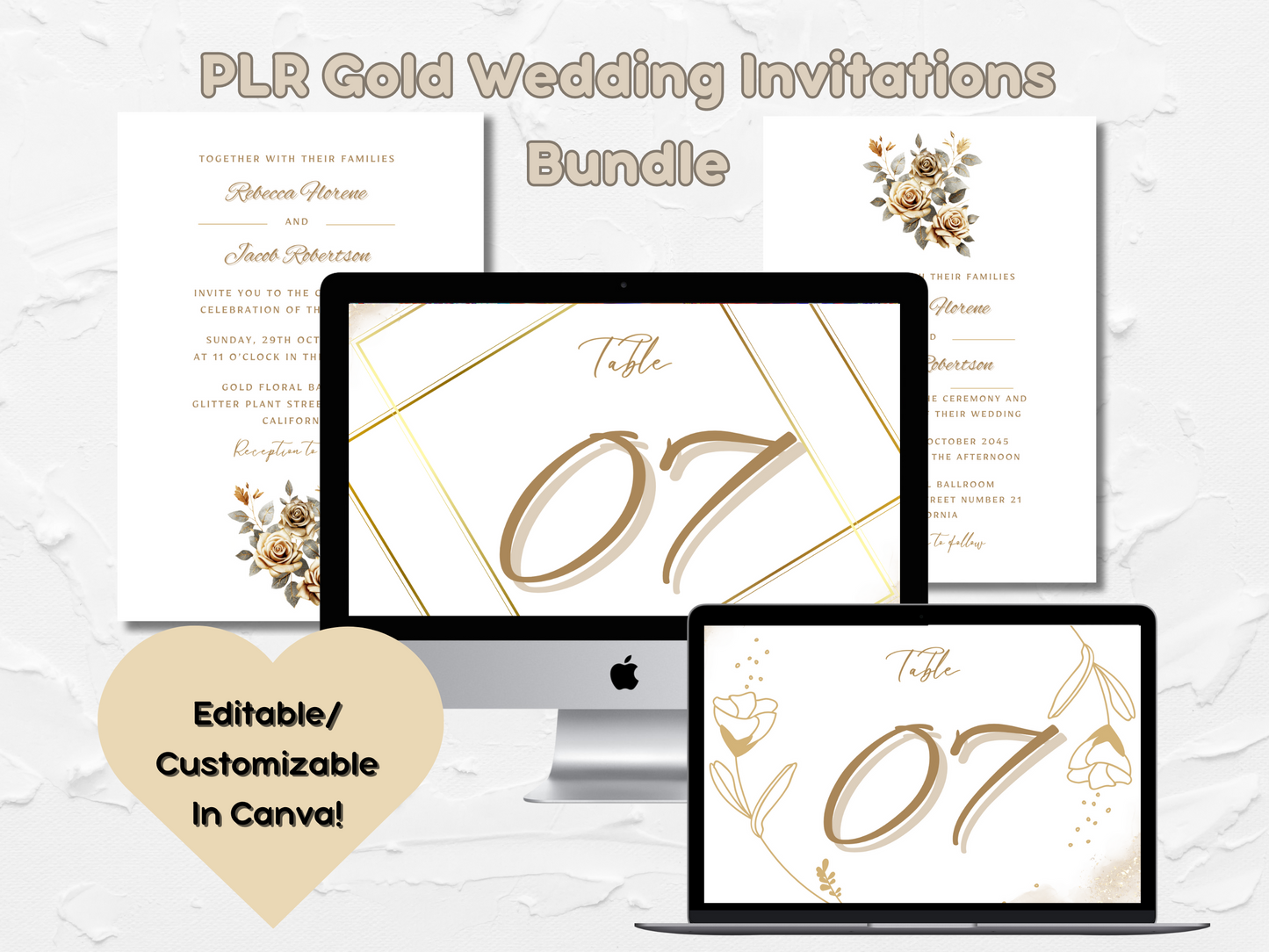 PLR Gold Wedding Invitations Bundle