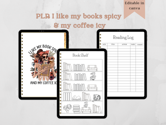 PLR I Like My Books Spicy & My Coffee Icy Reading Journal & Trackers