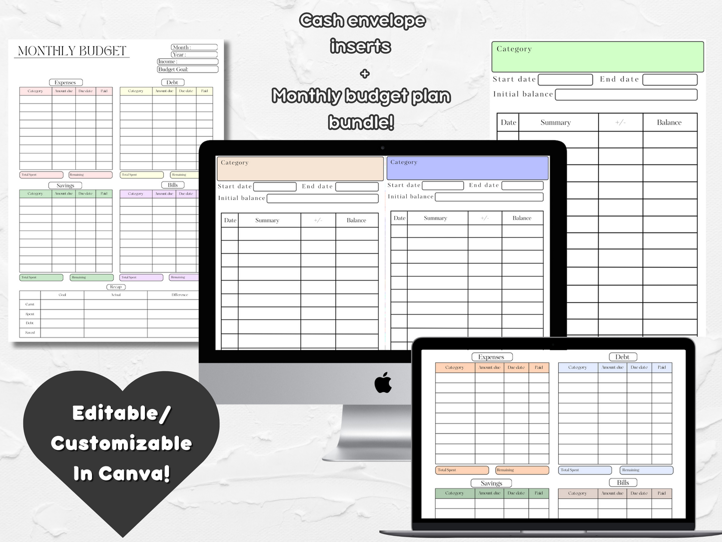 PLR Monthly Budget Sheets and Cash Envelope Slips Bundle!