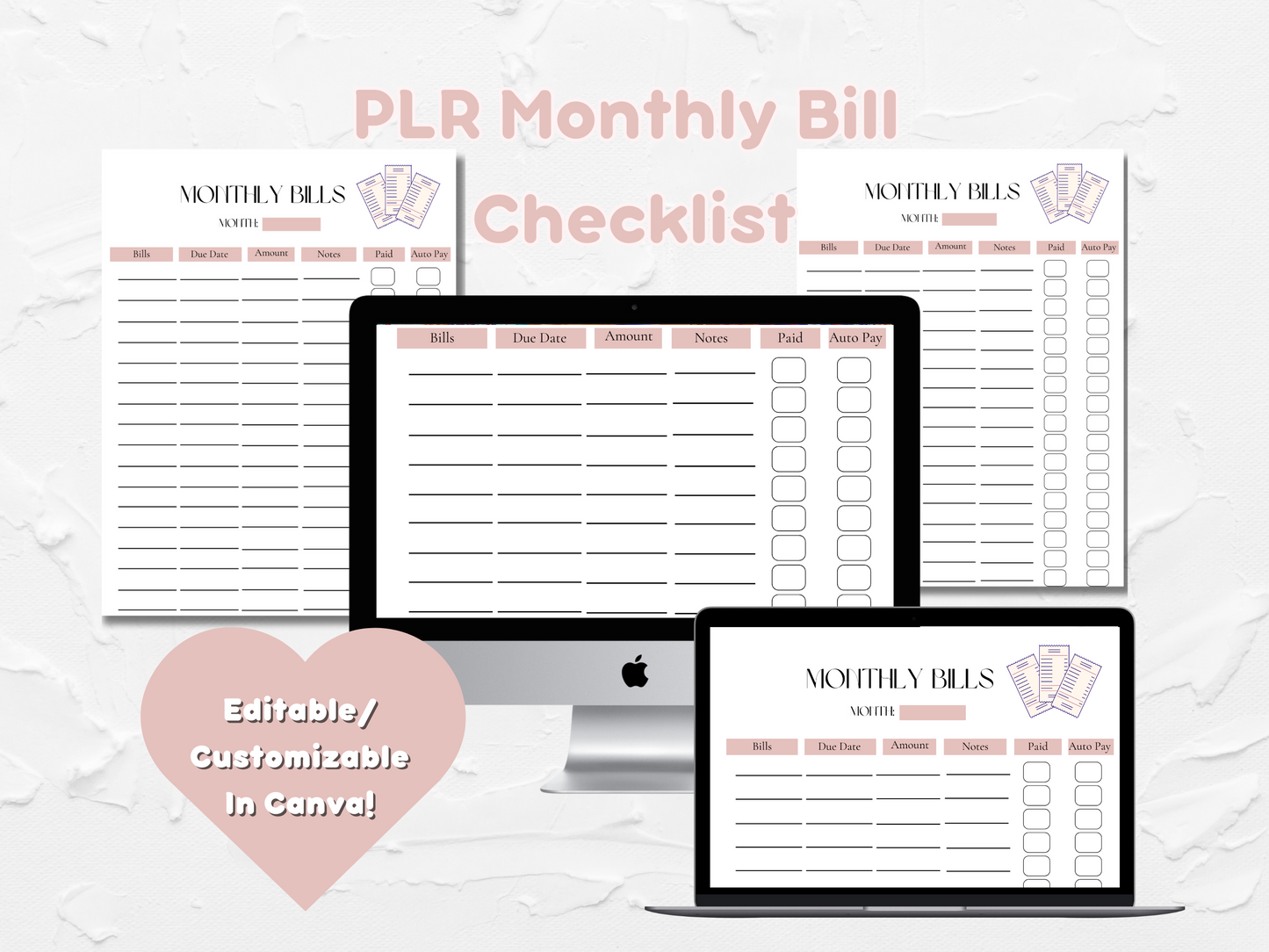 PLR Monthly Bill Checklist