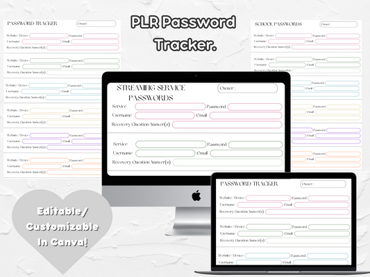 PLR Password Tracker Sheets