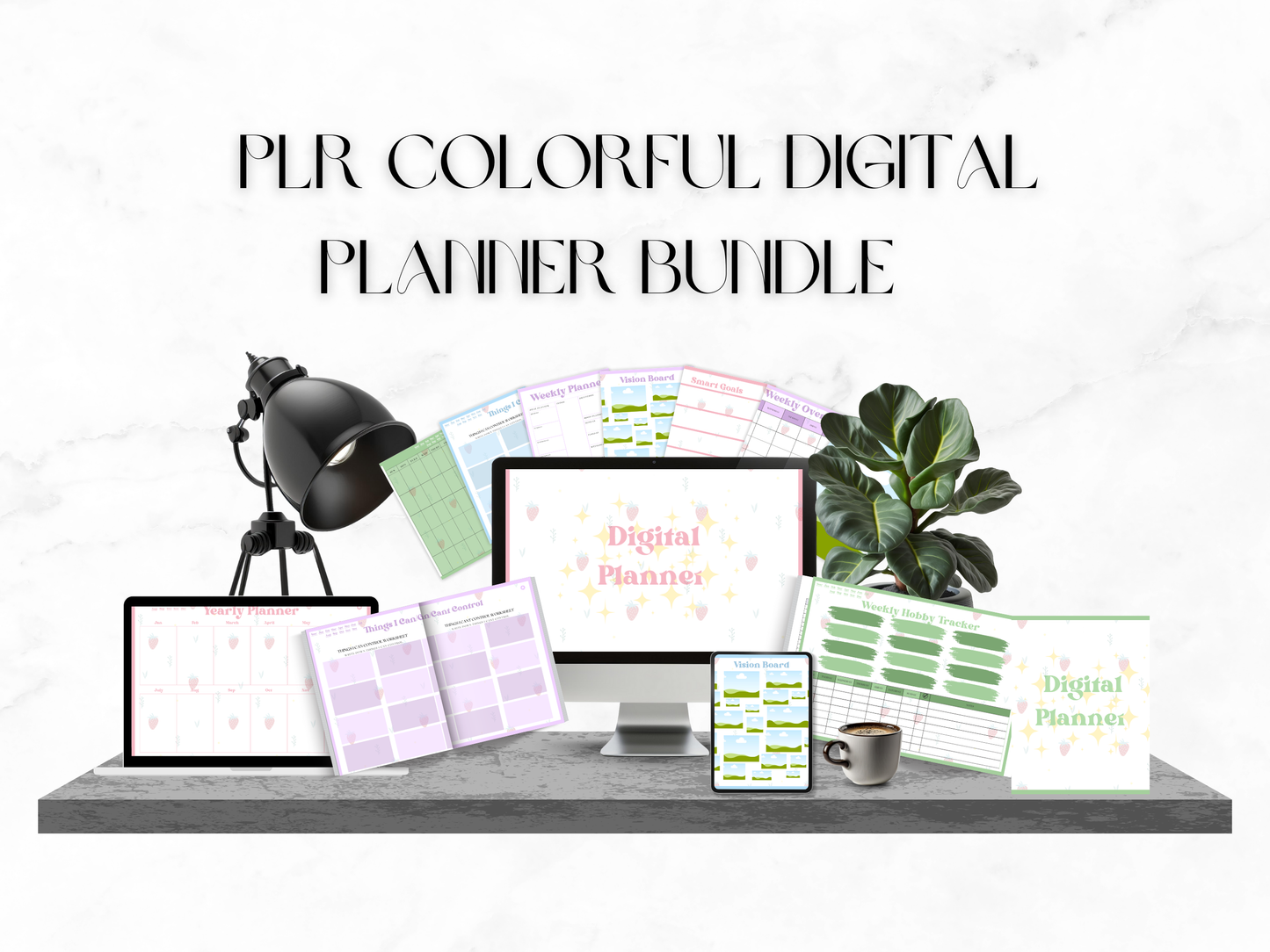 PLR Colorful Digital Planner Bundle