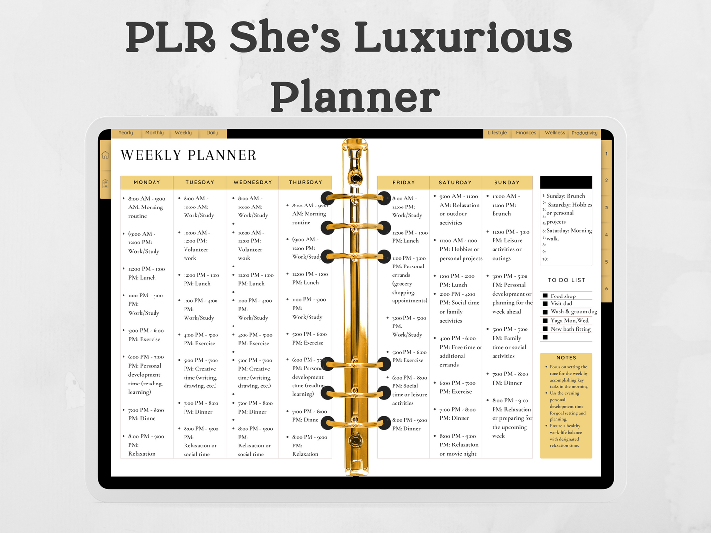 PLR shes's Luxurious Digital planner