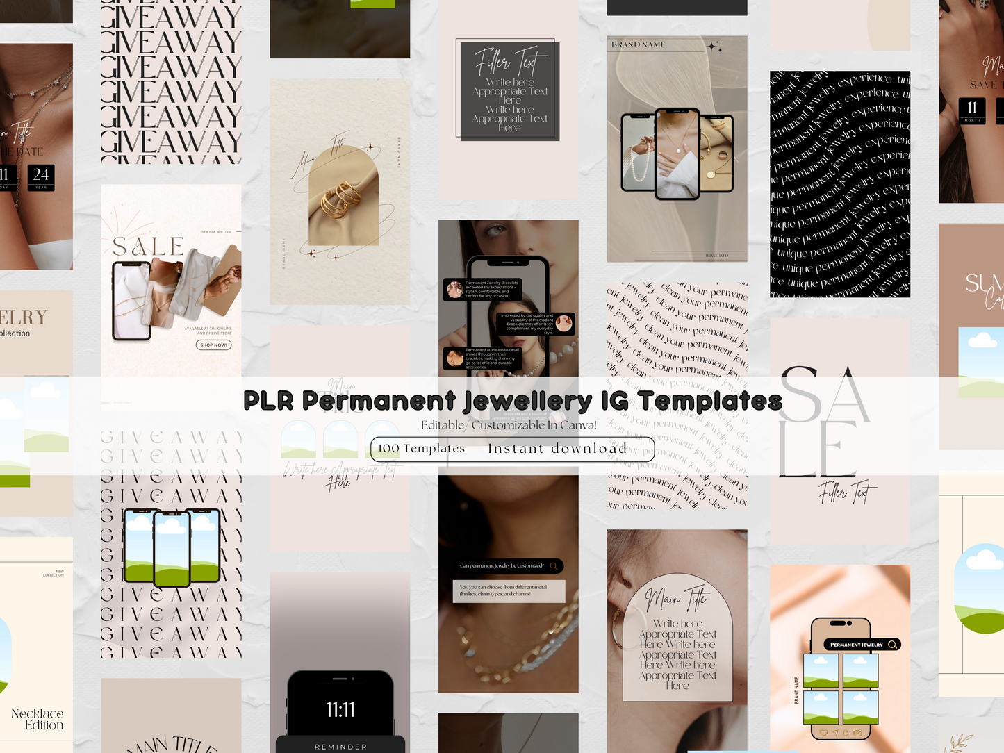 PLR Permanent Jewellery IG Templates