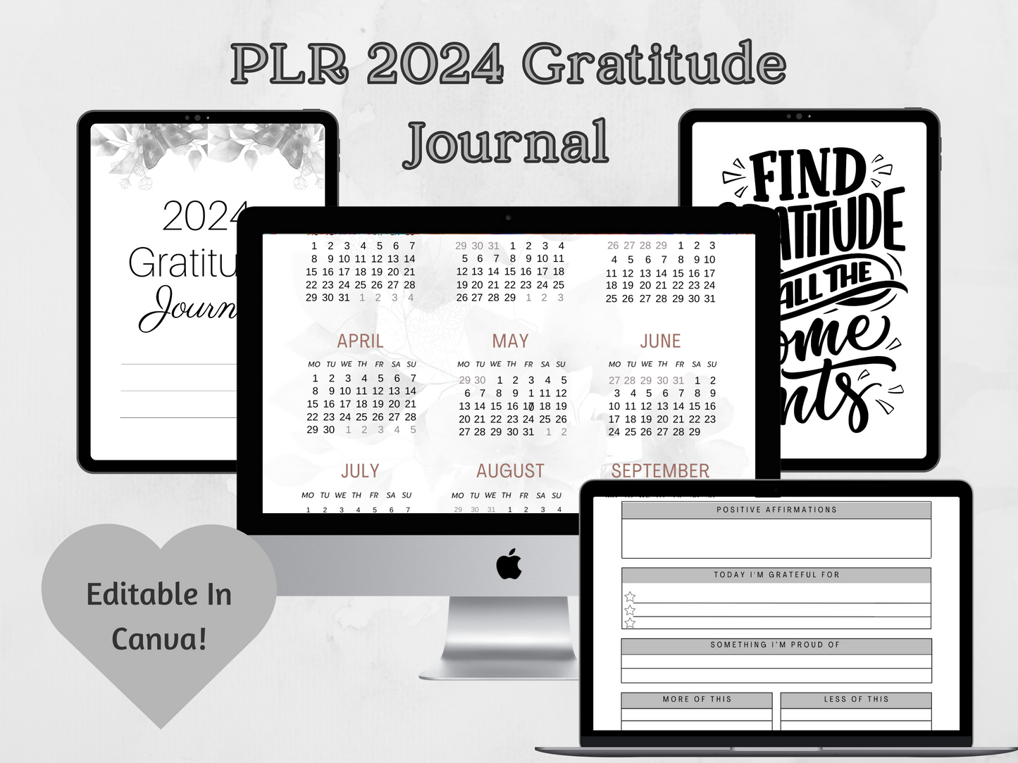 PLR Editable 2024 Gratitude Journal