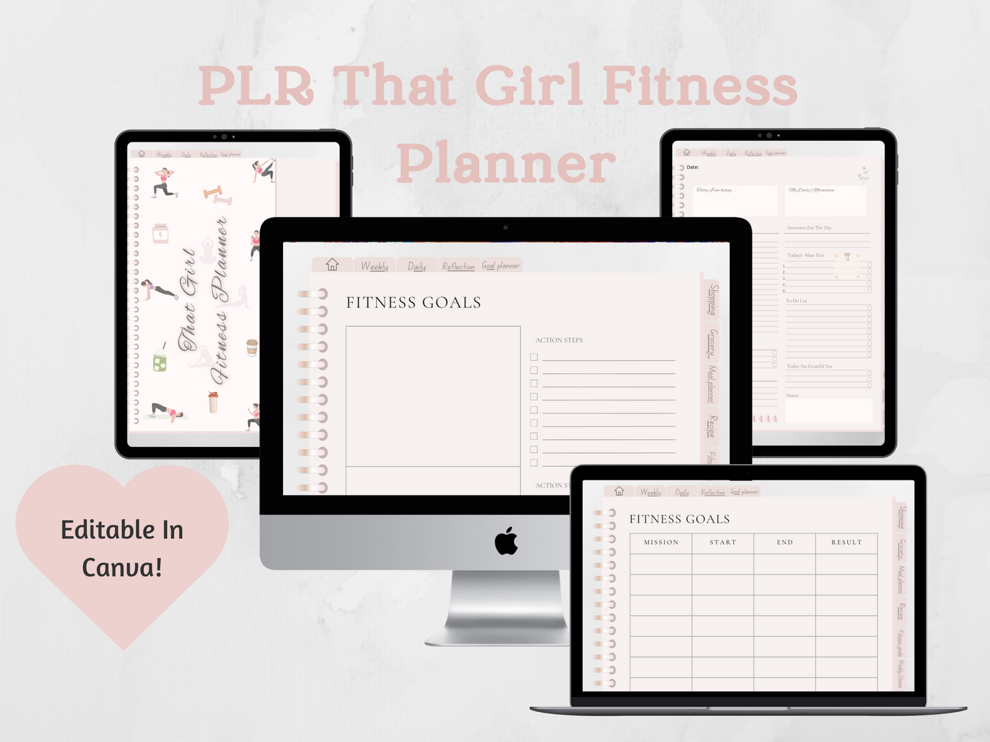 Editable PLR Fitness Girl Planner