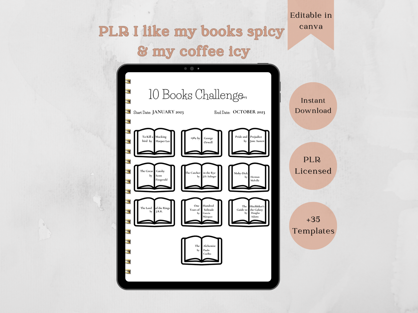 PLR I Like My Books Spicy & My Coffee Icy Reading Journal & Trackers