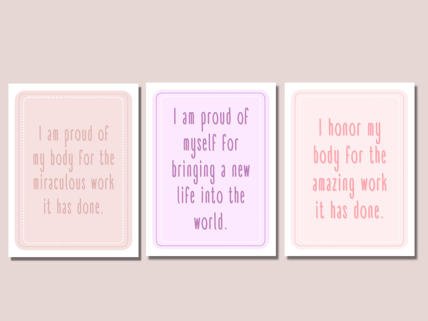 PLR PostPartum Affirmation Cards In 3 Different Colors (Editable)