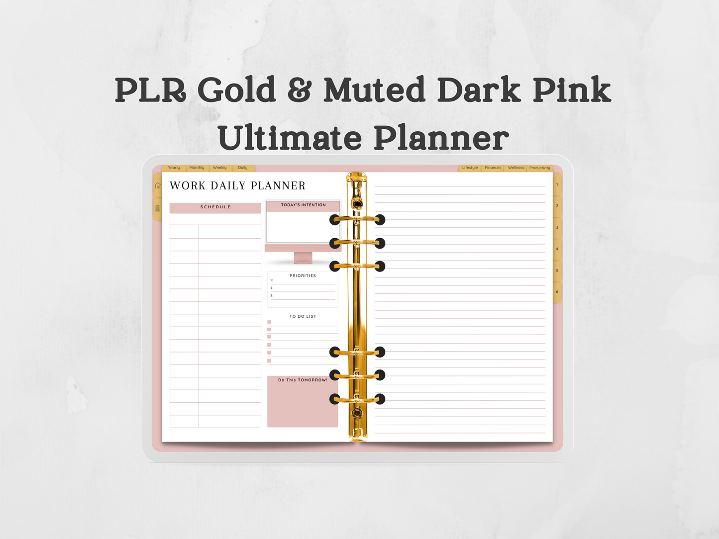 PLR Gold & Muted Dark Pink Ultimate Planner