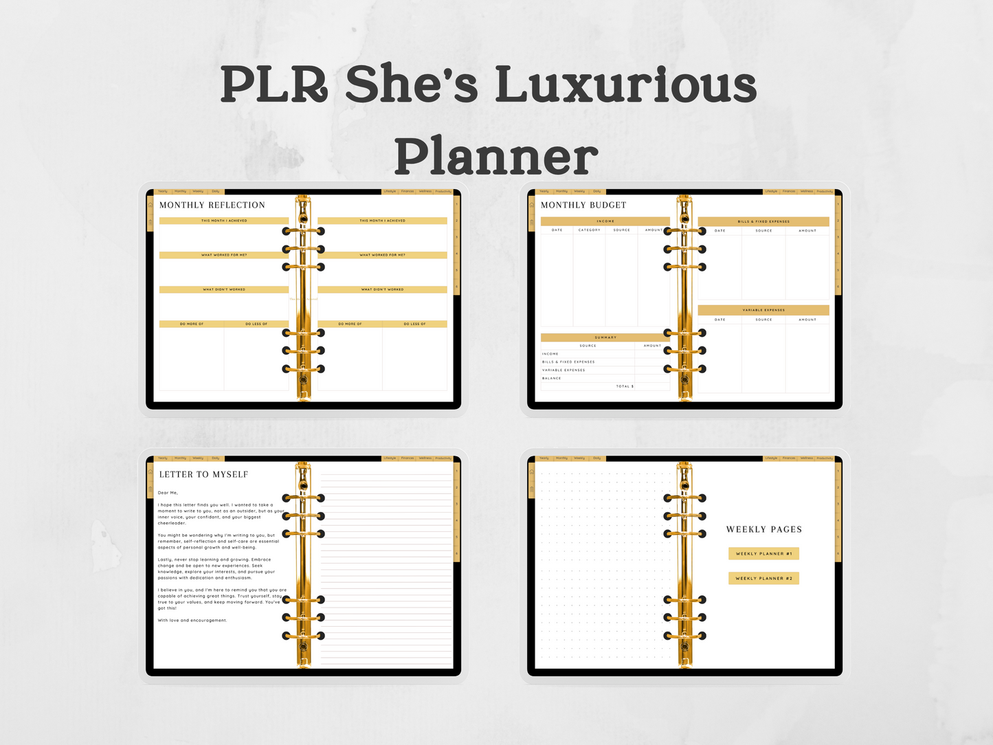 PLR shes's Luxurious Digital planner