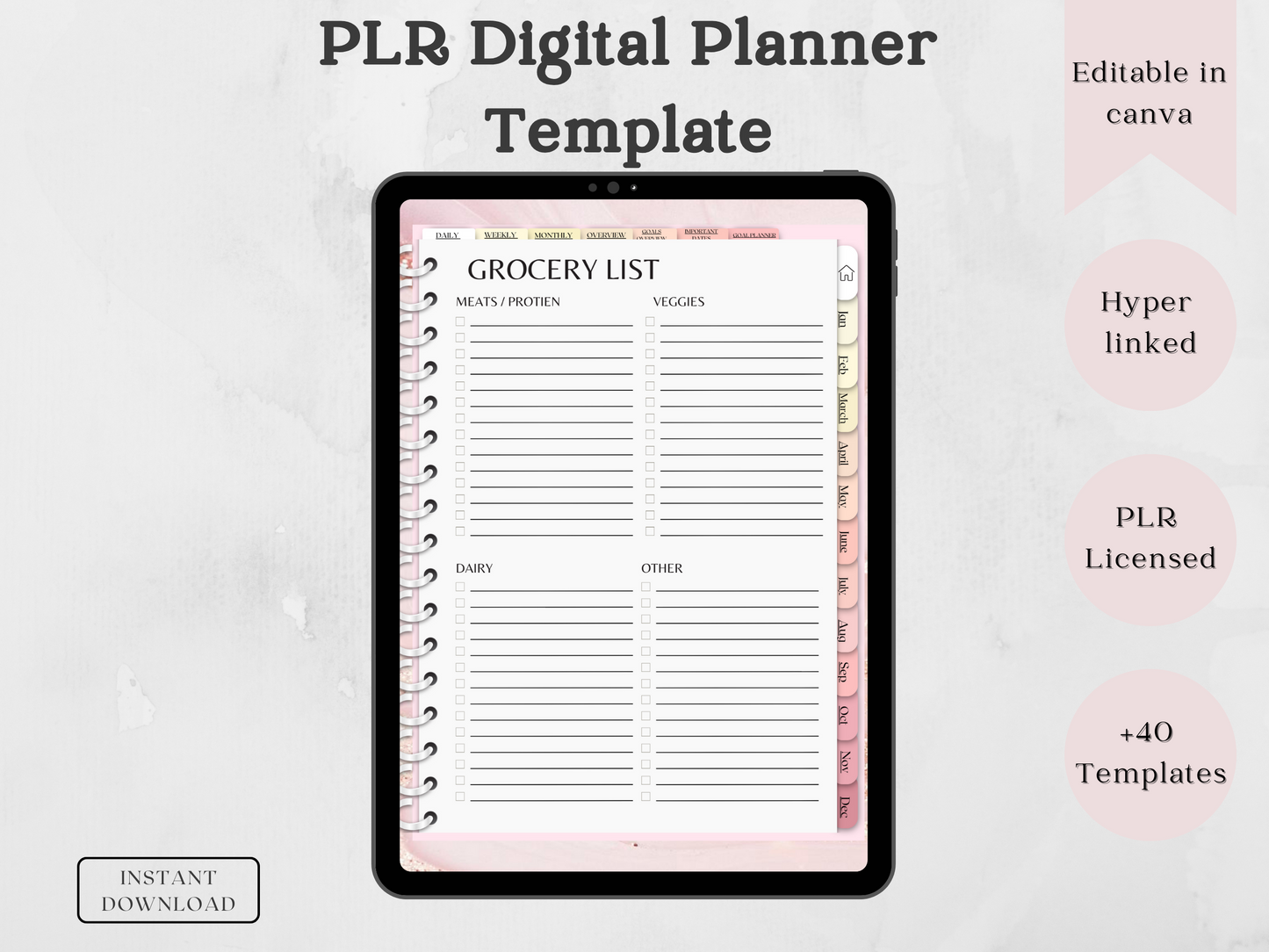 PLR Digital planner Template