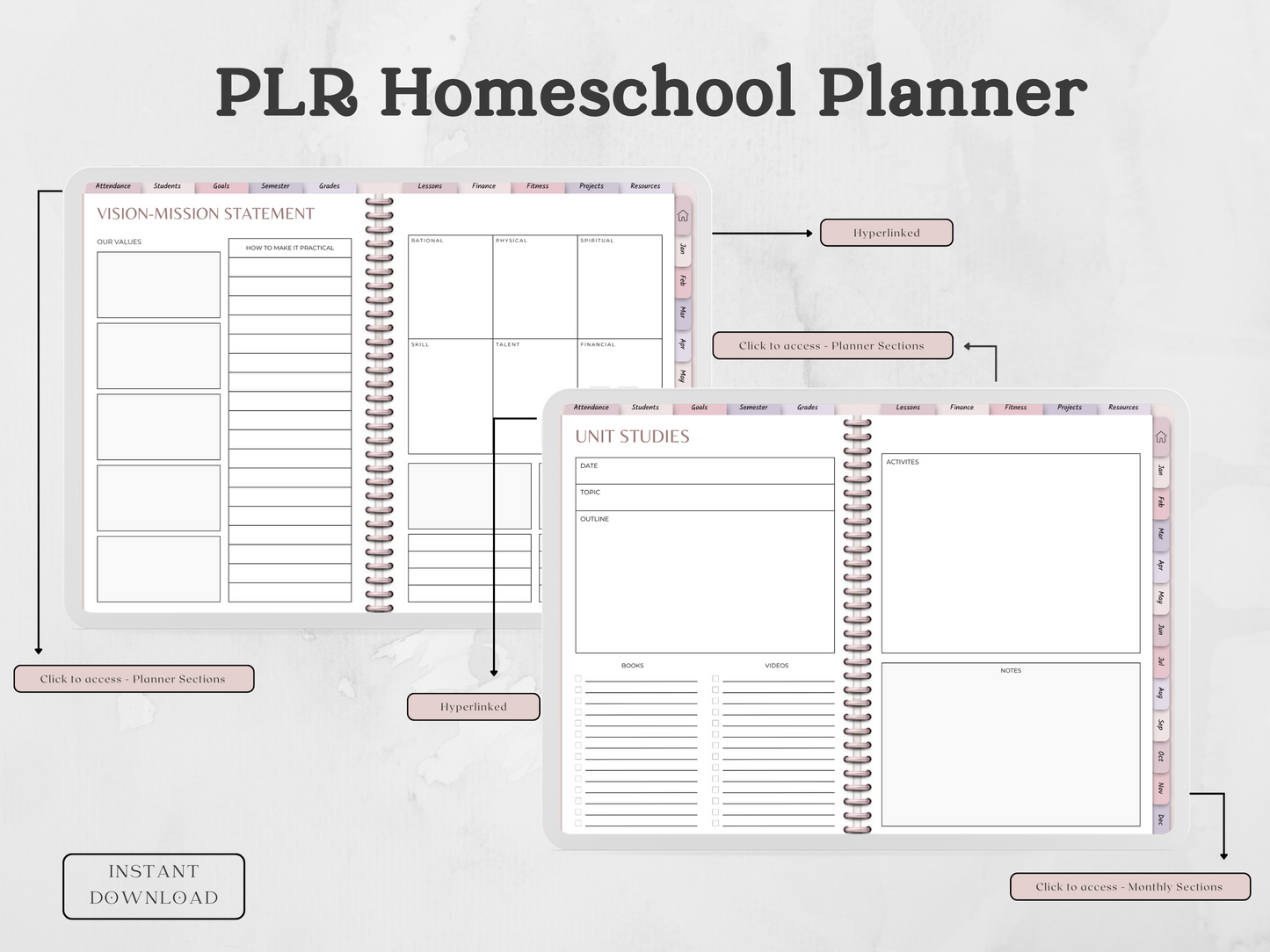 PLR Digital Homeschool Planner