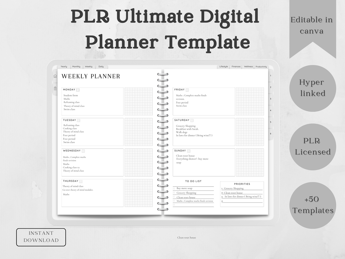 PLR Ultimate Digital Planner Template