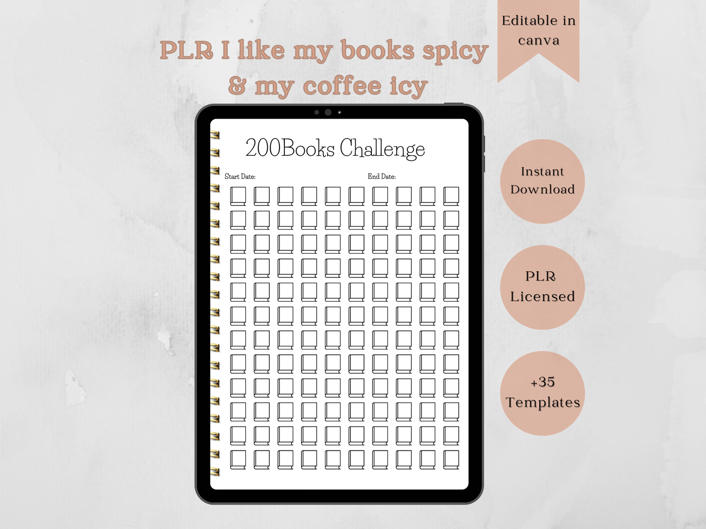 PLR I Like My Books Spicy & My Coffee Icy Reading Journal & Trackers