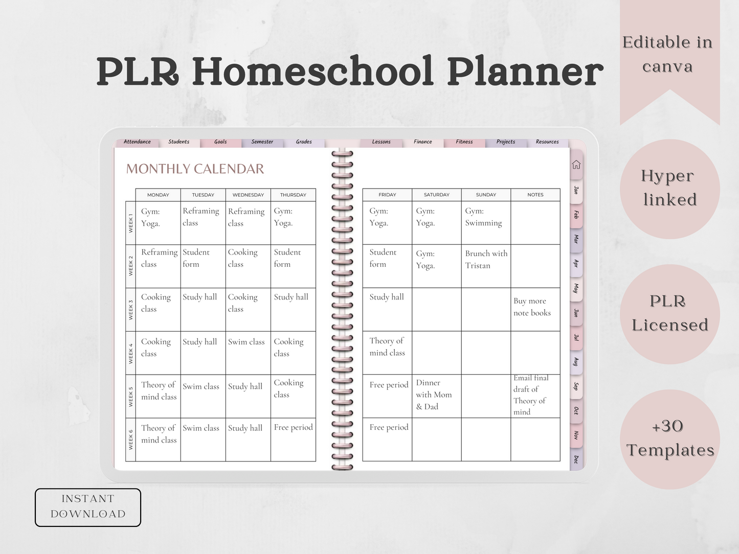 PLR Digital Homeschool Planner