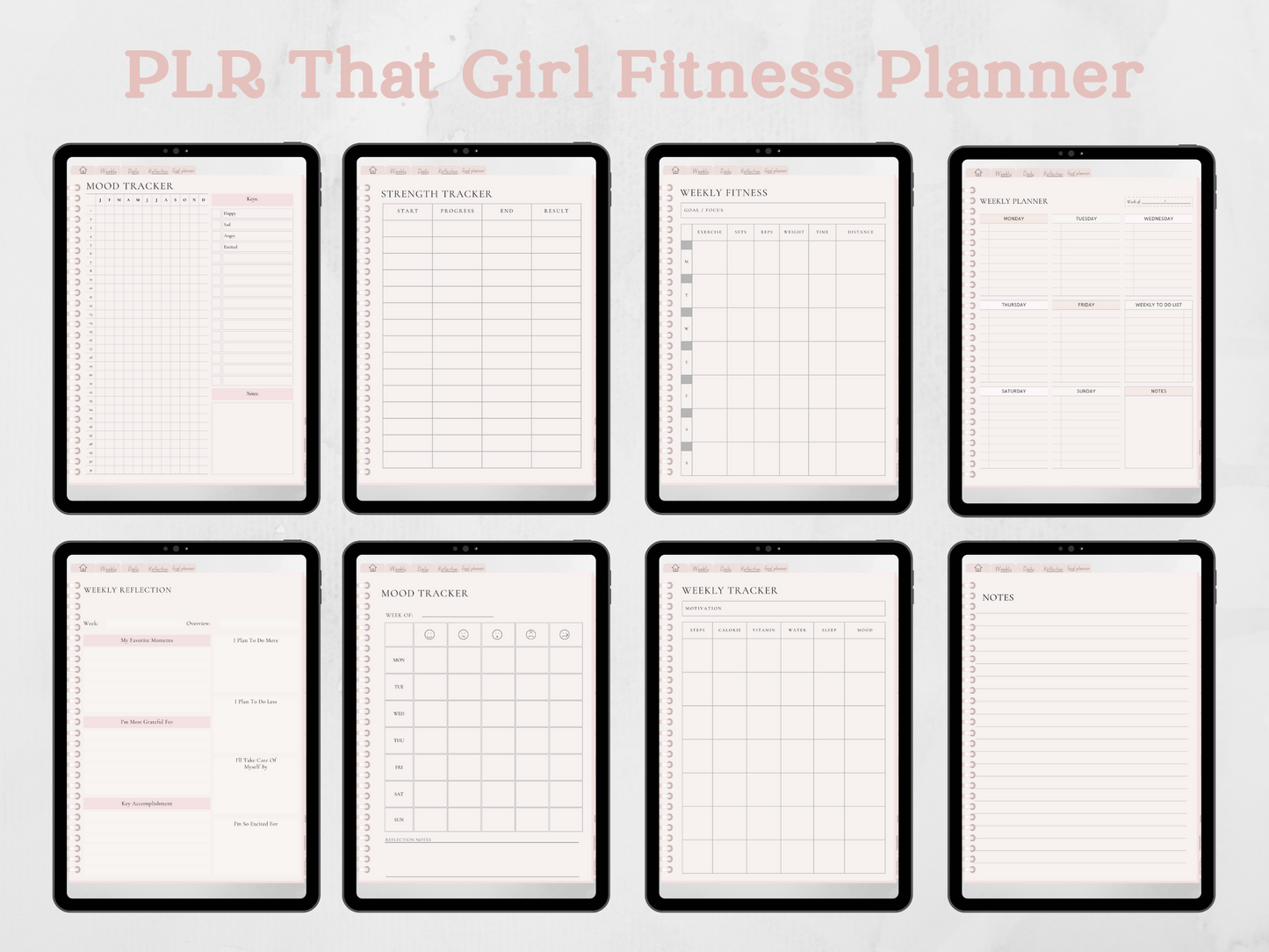 Editable PLR Fitness Girl Planner