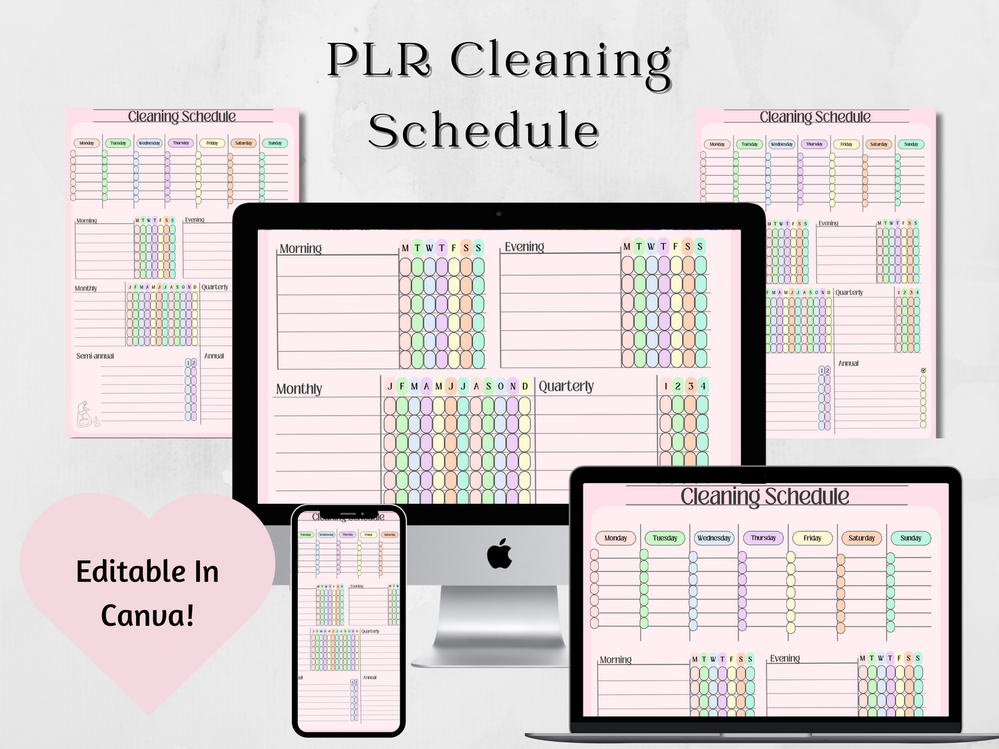 PLR Colorful Cleaning Schedule