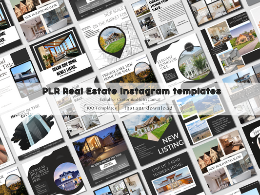 PLR Dark Classy 100 Instagram Real Estate Templates