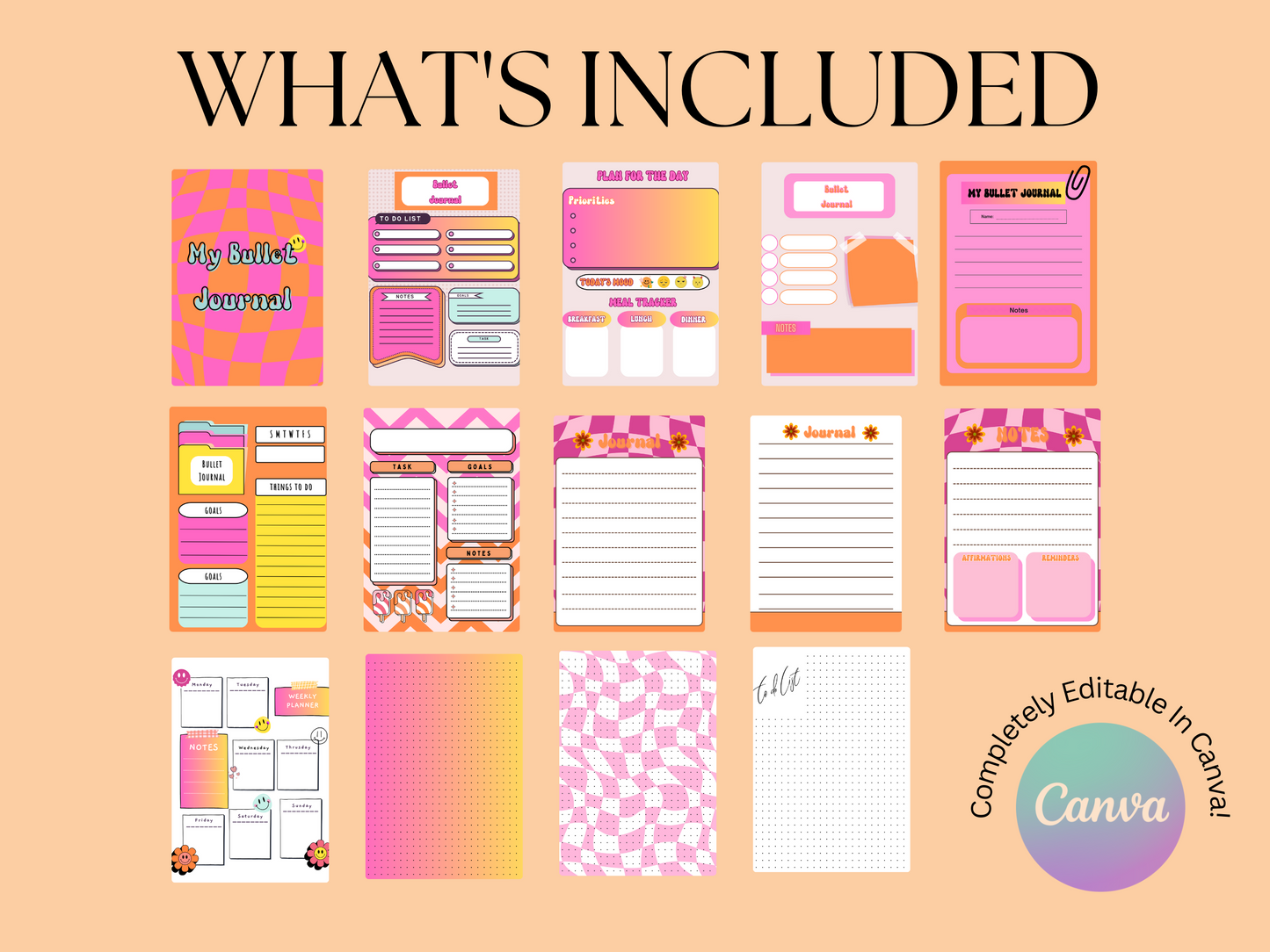 PLR Groovy Bullet Journal (Editable)