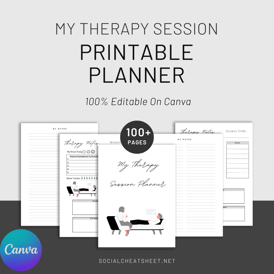 Printable Editable My Therapy Session Planner